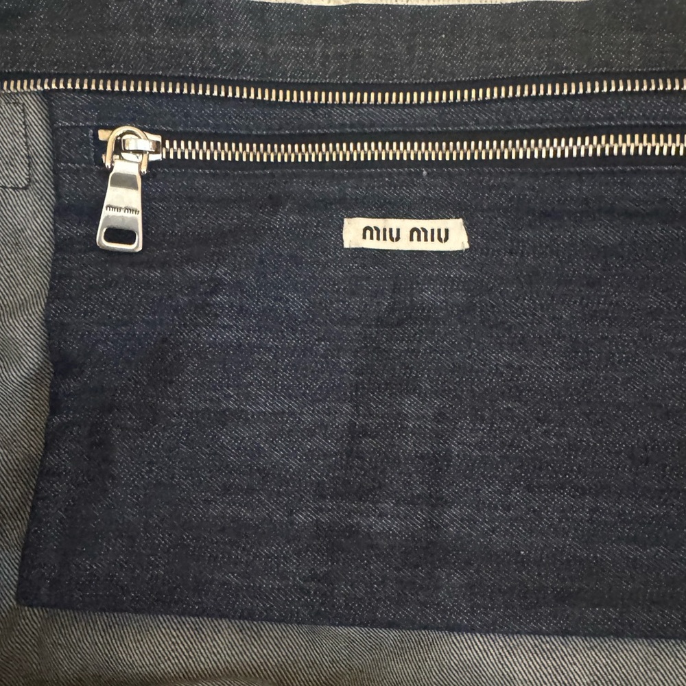 Miu Miu Denim and White Logo Tote Bag - Picture 3 of 8